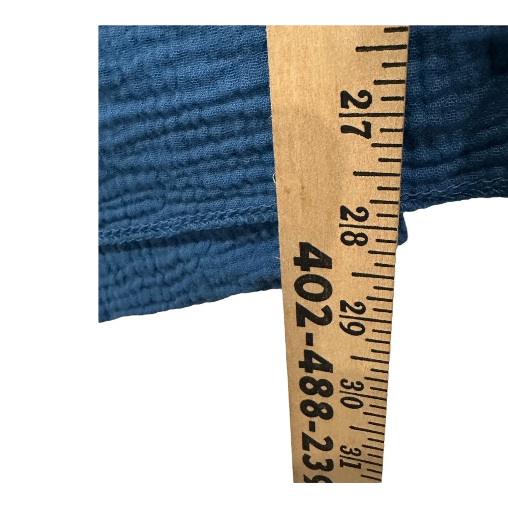 Jess & Jane Blue Ombre Crinkle Gauze Tunic Top Womens M Cotton Toggle Pocket - Picture 5 of 8